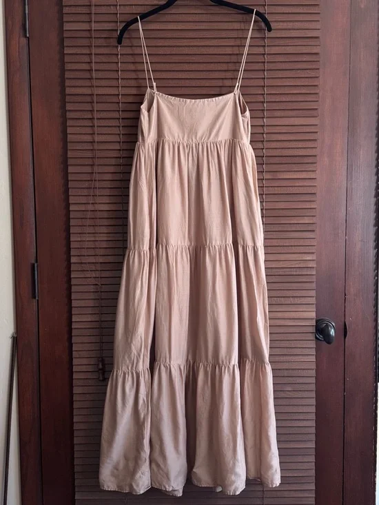 L'Academie Kiyama Tiered Maxi Dress in Tan Size Small - Picture 4 of 8